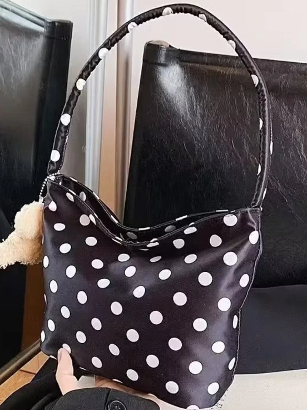 BLACK & WHITE POLKA DOT BAG